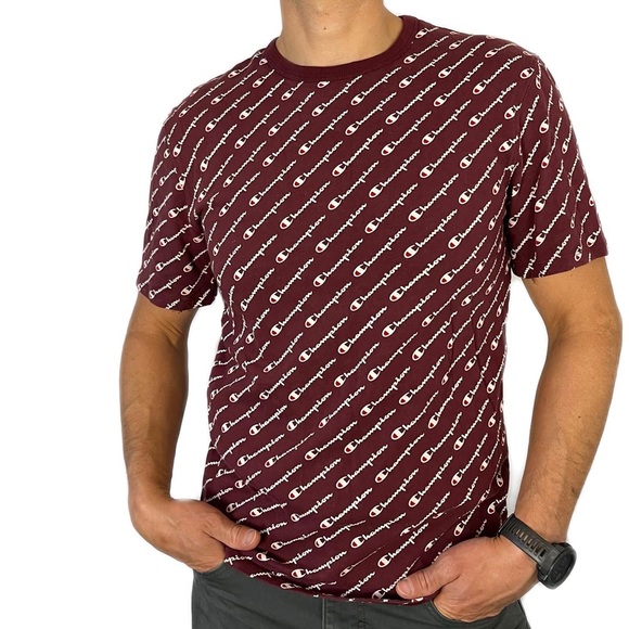 Maroon Champion Mens Retro T-shirt size Medium - Picture 9 of 14